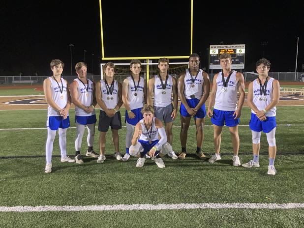 Standing, from left, are Koy Trahan, Taylor Daire, Luke Trahan, Kaleb George, Nic Fontenot, Kieran Davis, Easten Coleman and Alex Fontenot. In front is Gus Brown. 