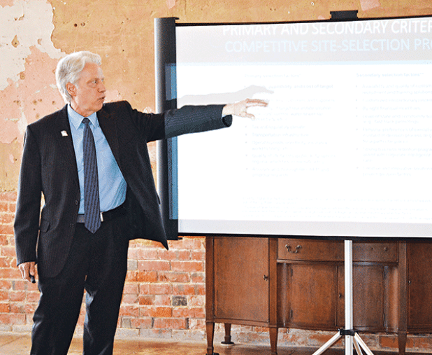Jim Patterson, interim president and CEO of the Louisiana Association of Business and Industry, spoke March 28 at the Grand Opera House about the upcoming Legislative Session and the October elections. (Photo by Steve Bandy/Crowley Post-Signal)