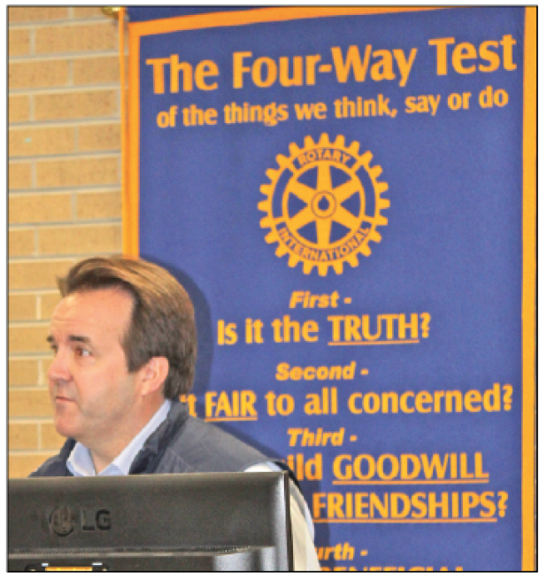 Speaker of the Louisiana House of Representatives Phillip DeVillier spoke to the Eunice Rotary Club during its meeting on Wednesday. (Photo by Claudette Olivier)