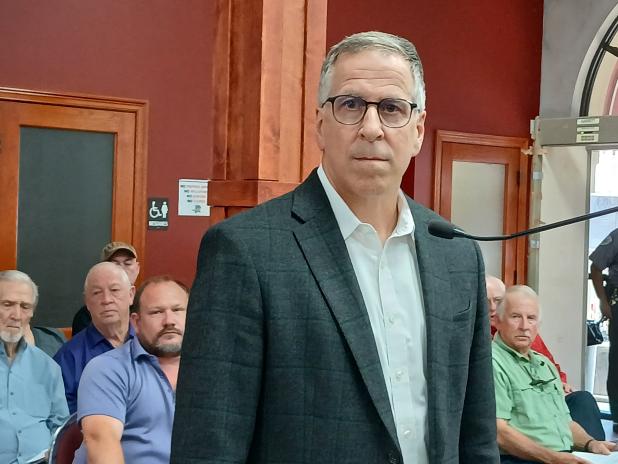 Steven Moosa addresses the Parish Council