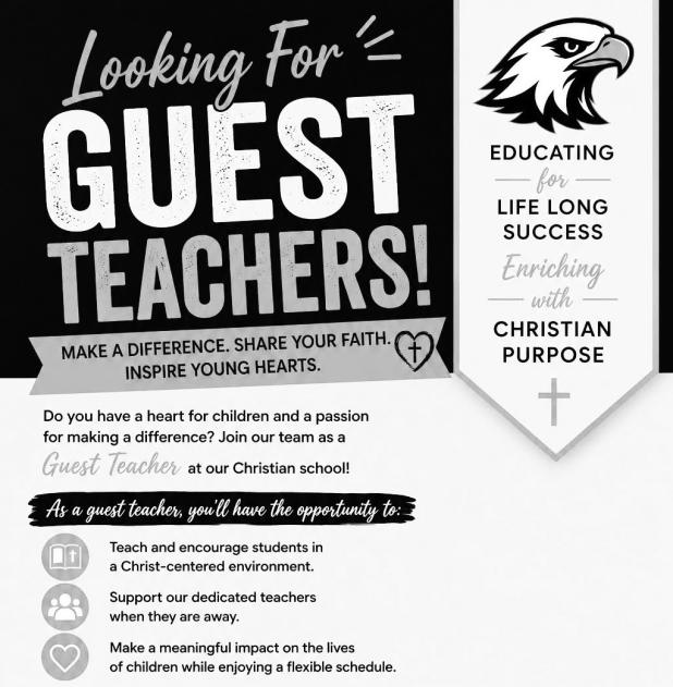 Eunice Christian academy looking for guest teachers