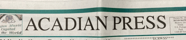 The Mamou Acadian Press  front page flag. 