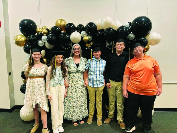 Eunice Christian Academy honored its 5 eighth grade graduates this week in a bittersweet farewell. Bailey Renee Fruge, Emerie Grace Frye, Brad Gene Herbert, Theodore Harrison Nugent and Daniel Seth Turner were honored by their teacher, Mrs. Tammy, who shared an emotional and inspiring word over the graduates during the graduation ceremony. 