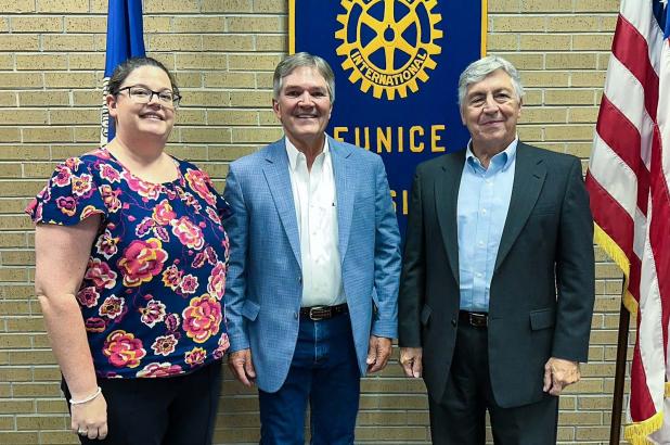The Rotary Club welcomed Eunice City Judge Terry Hoychick as their guest speaker this week, guest of Rotarian Jacque Pucheu. Judge Hoychick shared lots of interesting information about Eunice City Court. From left are Rotary President Erika Fontenot, Judge Hoychick, Rotarian Jacque Pucheu.