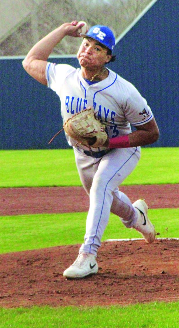 Blue Jay pitcher Marcus Gradney in action. (Photo by Rhett Manuel)