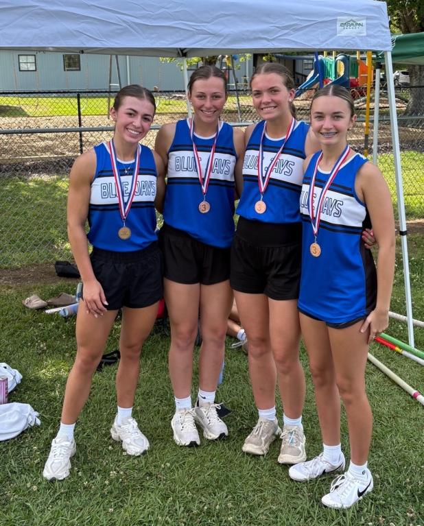 om left showing off their hardware are Madeline Chaumont, Madisyn Aucoin, Reagan Gradney, and Lily Vidrine. (Submitted photo)