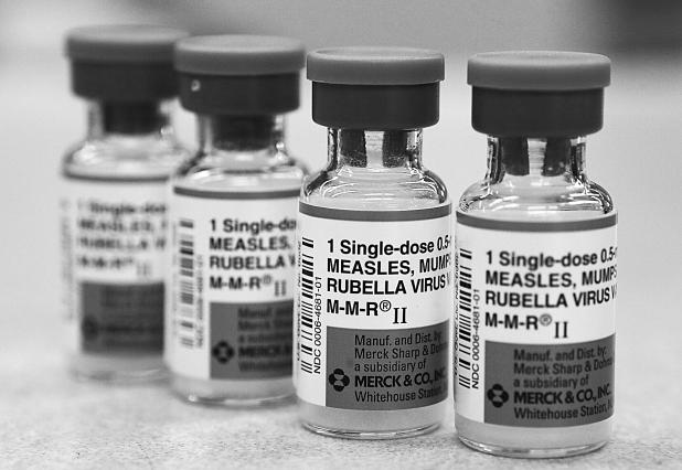Vials of measels, mumps, and rubella vaccines