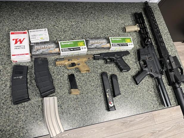 Seized weapons and ammunition by Eunice Police. (Eunice Police photo)