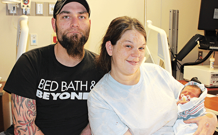 Cameron Fontenot and Kailey Sonnier of Eunice welcomed their daughter Atraya Storm Fontenot. Atraya is the first born baby of the year at Acadian Medical Center. (Photo by Myra Miller)