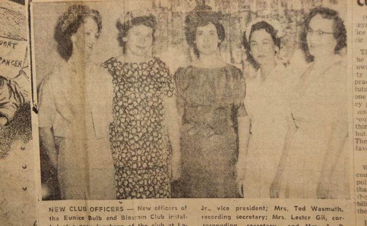 Eunice Bulb & Blossom Garden Club officers, April 11, 1961