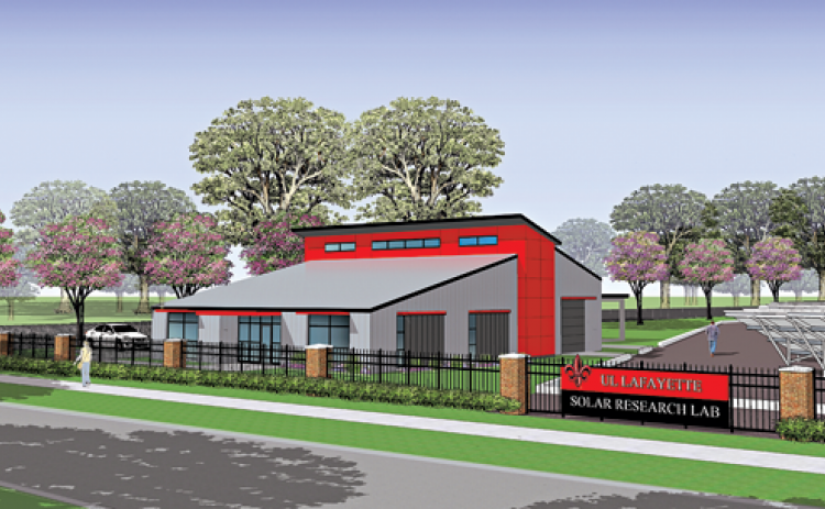 UL Lafayette will break ground Thursday on the Louisiana Solar Energy Lab, a 4,500-square-foot hub for research, technology development, instruction, training, outreach and workforce development. The lab will be next to UL Lafayette’s 6-acre solar field at University Research Park on Eraste Landry Road. (Submitted rendering)
