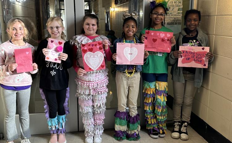 East Elementary’s 4-H Club made Valentine cards to distribute to residents of one of Eunice’s local nursing homes. 
