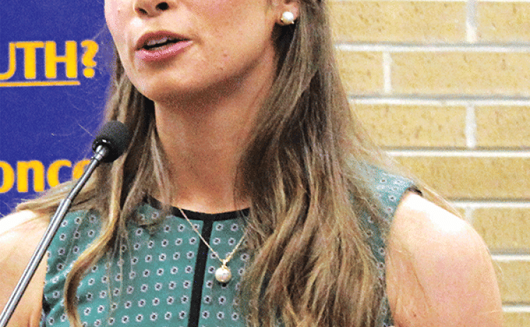 Layne Miller speaks at the Eunice Rotary Club on Wednesday. (Photo by Myra Miller)