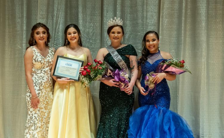 The contestants for the 2022 Miss LSUE Pageant included, Malena Guevera of Forest Hill, left, Julia Bearb of Eunice, the Queen Trumps; and Laila Hood of Jonesville.