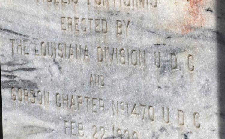 A detail from the Confederate monument on the St. Landry Parish Courthouse grounds. (Photo by Harlan Kirgan)