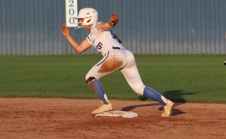 St. Edmund Lady Jays defeated Church Point Tuesday. Pictured is Maddie Evans leaving second base. (Photo by Emma Myers)