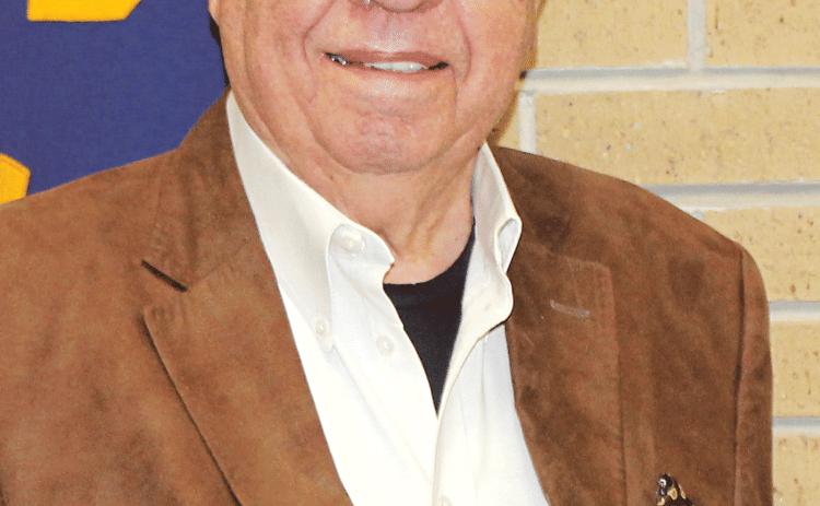 Acadia Parish rice farmer and leader Jackie Loewer talked about rice at the Eunice Rotary Club meeting. (Photo by Myra Miller)