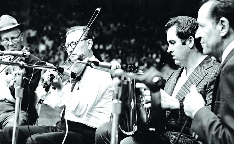 Performing at the Blackham Coliseum in a 1974 concert, from left, are Varise Conner, Lionel Leleux, Marc Savoy and Don Montoucet. The concert was the beginning of Festivals Acadiens et Créoles in Lafayette. (Submitted photo) 