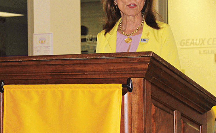 LSUE Chancellor Nancee Sorenson at an event on March 27 to announce $3.25 million in federal funding for the STEAM Innovation Center. (Photo by Myra Miller)