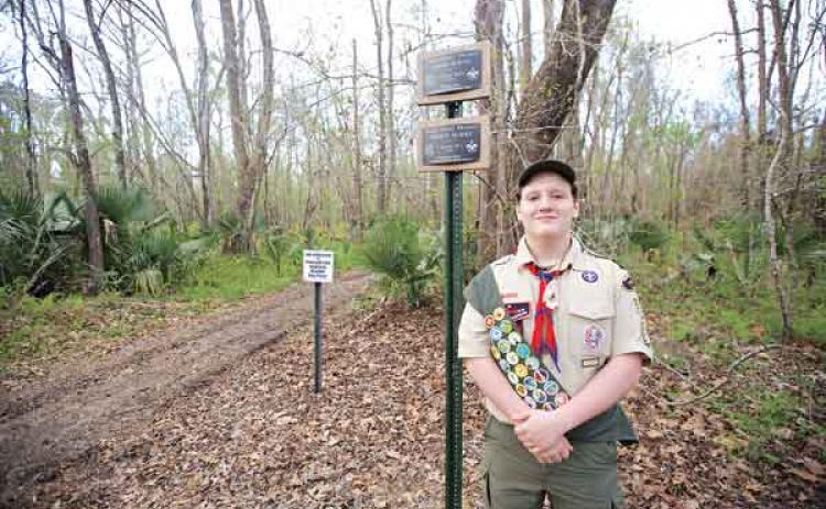 Corbin Marks, from Troop 51 in Opelousas, refurbished the Sherburne WMA Nature Trail for his Eagle Scout project. (Submitted photo)