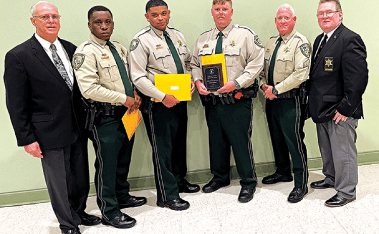 From left, are Deputy Chief of Patrol David Meche, Deputy Trevor Francis, Deputy Keilan Boyd, Deputy Zach Bellard, Sgt. Thomas Kimery, and Deputy Chief Eddie Thibodeaux of the Training /Professional Development and Public Information Section.  (Submitted photo)