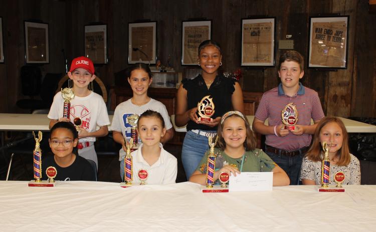Americanism winners were named during a banquet Wednesday at the VFW Post 8971 hall. Seated, from left, are Zillah Meyers, Camille Elfert, Zeyiah Williams and Harlee Richard. In back, from left, are Gabe Comeaux, Anna Clare Briscoe, Destiny Reed, and Liam Oliver. Not pictured are Jolie Babineaux, Malaya Hudson, and Ryleigh Shircliff. (Photos by Myra Miller)