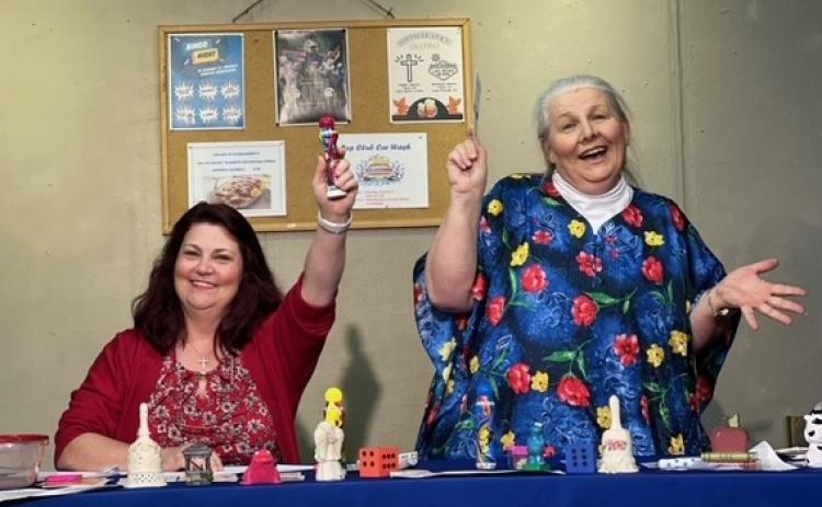 Sis, at left, played by Stacy Prejean, hits the winning number as Babe, at right, played by Ricci Arnaud celebrates with her. The two characters are from “The Queen of Bingo” set to open Thursday at Eunice Players’ Theatre. Directors Becky Broussard and Jody L. Powell are excited to kick off Season 52 with the two-act comedy about two sisters who love to play Bingo and hash out their problems while they gab about fellow Bingo players and new romances.