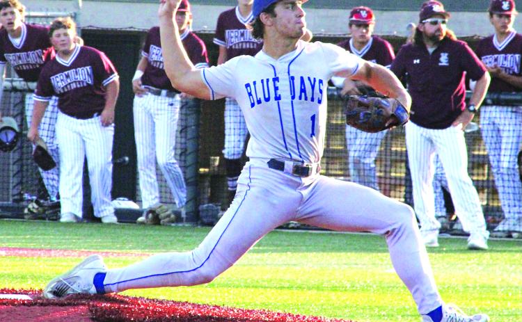 Despite a loss, Blue Jay pitcher Ian Rider had a standout game against Vermilion Catholic. (Photo by Rhett Manuel)