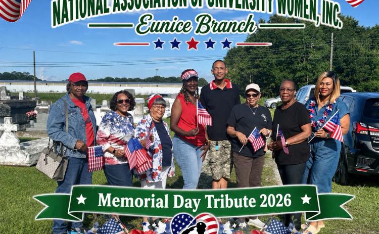 Memorial Day is a day we all feel the necessity of honoring those who dedicated their lives to protecting our freedom. Members of the Eunice Branch of The National Association of University Women, ETC, and members of the community gathered to pray and place flags on the gravesites of relatives in the Eunice area each year.  