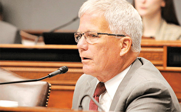 Rep. Les Farnum asks a question during the May 26, 2022, meeting of the House and Governmental Affairs Committee. (Greg LaRose/Louisiana Illuminator)