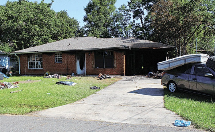Eunice fire fighters responded to a house fire Sunday on West Magnolia. (Photo by Myra Miller)