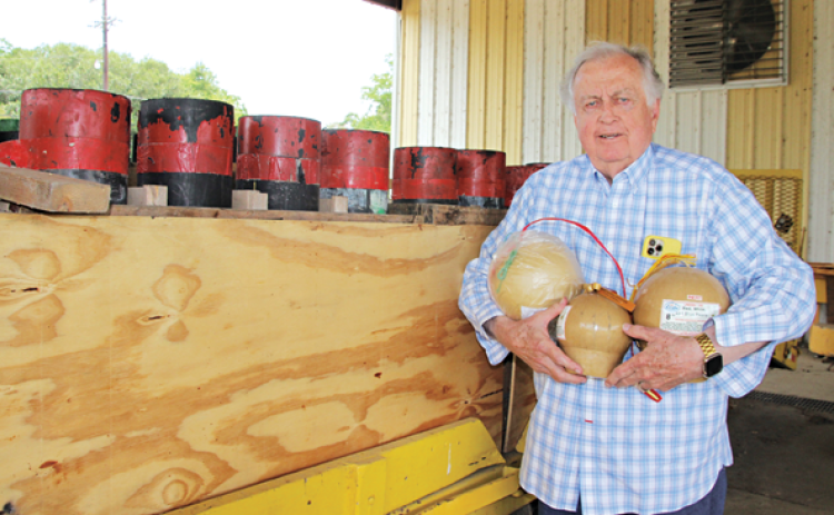 Former mayor and pyrotechnist Ken Peart has been busy getting ready for the Fourth of July fireworks display he produces at the Eunice Recreation Complex on Sittig Road. (Photo by Myra Miller)