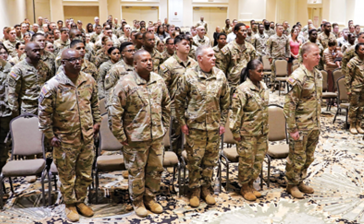 More than 150 Louisiana National Guardsmen from the 239th Military Police Company are honored and awarded the Louisiana War Cross during an official ceremony following their Yellow Ribbon Reintegration Training event in Baton Rouge on June 26. The 239th, headquartered in Carville, returned this past March following a nearly year-long deployment in support of Operations Spartan Shield and Inherent Resolve where they provided operational support across multiple countries resulting in the clearance of over 30,