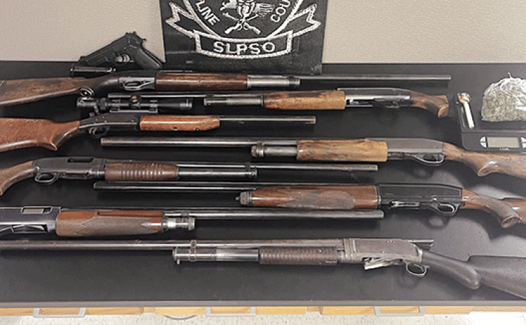 The execution of a search warrant led to guns and drugs in the possession of a convicted felon in Opelousas, according to St. Landry Parish Sheriff Bobby Guidroz in a news release.  Arrested was James Vidrine, 57, of the 500 block of Marks Road, Opelousas.  Vidrine is charged with possession with intent to distribute schedule I CDS, possession of schedule II CDS, possession of drug paraphernalia, illegal carrying of weapons (9 counts), possession of a firearm or carrying concealed weapon by a person convict