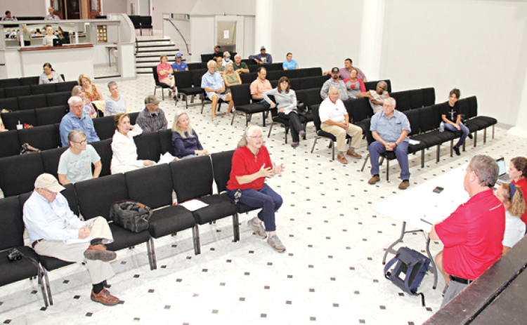 The meeting on Aug. 2 at the Delta Grand Theatre on a St. Landry Parish animal control ordinance. A meeting on the ordinance is planned Thursday in Eunice. (Photo by Harlan Kirgan)