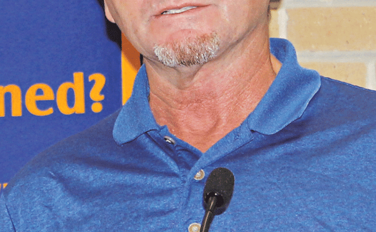 Gerard Morgan, executive director of men, of The Way Training Center, speaks at the Eunice Rotary Club meeting. (Photo by Myra Miller)