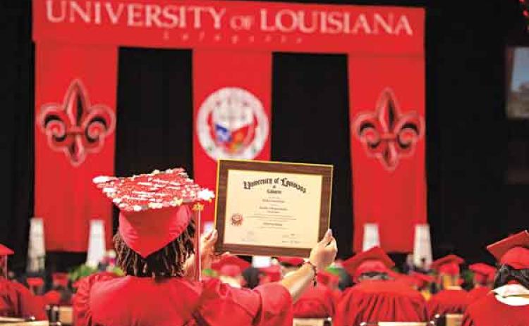 University of Louisiana at Lafayette Summer 2021 graduates received their diplomas Friday during ceremonies at the Cajundome, capping a historic 2020-2021 academic year during which 3,592 students earned degrees. (Photo credit: Doug Dugas / University of Louisiana at Lafayette)