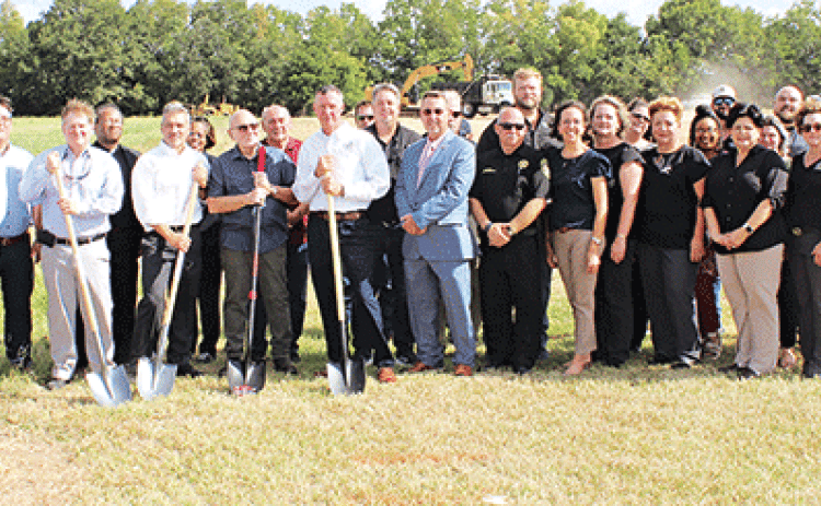 Basile State Bank held a ground breaking ceremony at 1617 Hwy. 190, in Eunice on Thursday. The location is across from Walmart. William “Bill” Johnson, president/CEO, said that he is in high hopes of the building to be completed in time for the bank’s 30th anniversary, July 2, 2024. Those holding shovels in front, from left, are Zac Burson, Dave Johnson, John Johnson, and William “Bill” Johnson. Basile State Bank officers are I. Jackson Burson, chairman; William J. Johnson, president/CEO; Kimberly L. LeBleu