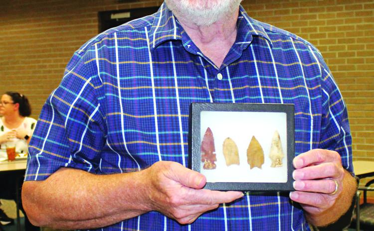 David Guillory was the guest speaker Wednesday at the Eunice Rotary Club meeting. Guillory is an avid collector of arrowheads and artifacts.  (Photo by Myra Miller)