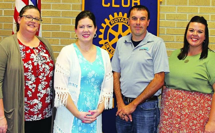 AirUltra, and Brites by AirUltra, were the topic discussed Wednesday at the Eunice Rotary Club meeting. Speakers included Alex Morris, Rachael Fruge and Katie Richard. From left are Erika Fontenot, president of Rotary; Fruge, Morris, and Richard. (Photo by Myra Miller)