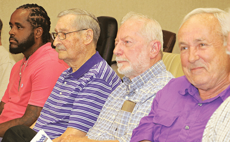Eunice Housing Authority Board members, from left, Kevin Johnwell, Roland Miller, David Guillory and Ronald Dies were removed by a unanimous vote of the Eunice Board of Aldermen at Tuesday’s meeting. (Photos by Harlan Kirgan)