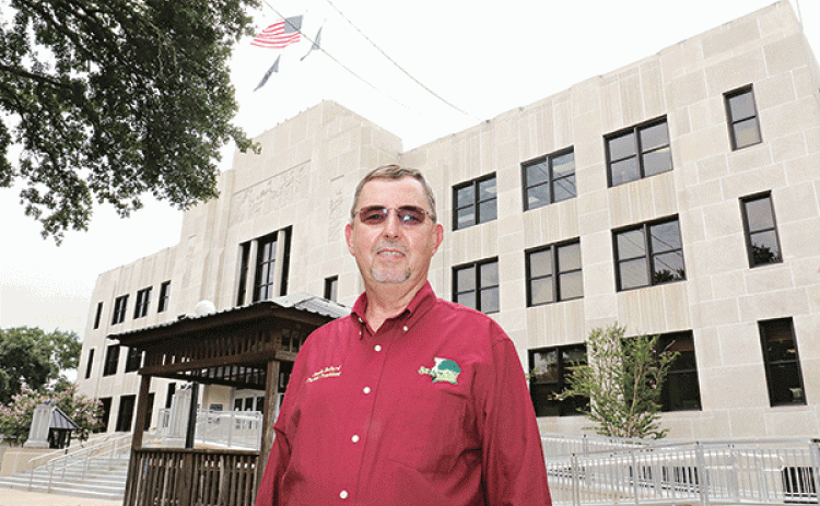 St. Landry Parish President Jessie Bellard is outside the renovated courthouse on Wedneday afternoon. A ceremony is scheduled at 10 a.m. Tuesday to mark the completion of the renovation project. (Photo by Harlan Kirgan)