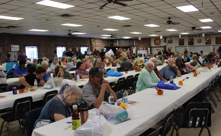 A crowd of seniors gathered Wednesday at the quarterly TRIAD meeting held at the VFW Post 8971 Hall. (Photo by Myra Miller)