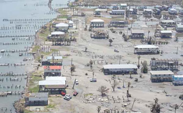 A view of the damage caused by Hurricane Ida to Grand Isle five days after it hit, Grand Isle, Louisiana, on Sept 3. Every home reported damage, with around 40-50% of those homes being completely destroyed. (U.S. Army National Guard photo by Staff Sgt. Josiah Pugh)