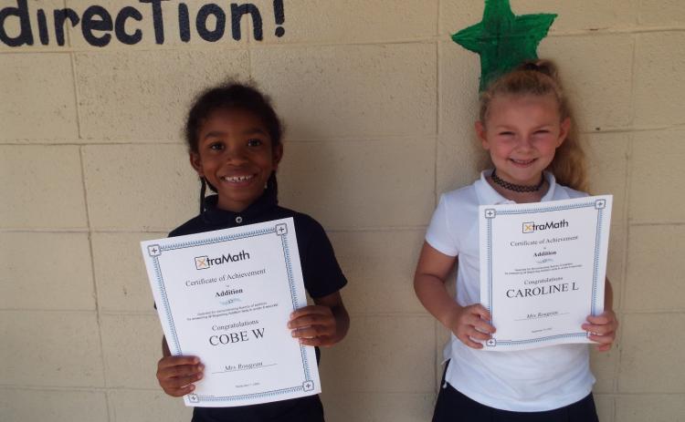 Hard work and perseverance paid of for these two Glendale Elementary students. Cobe Williams and Caroline LaFleur were awarded the Extra Math Certificate of Achievement in addition.