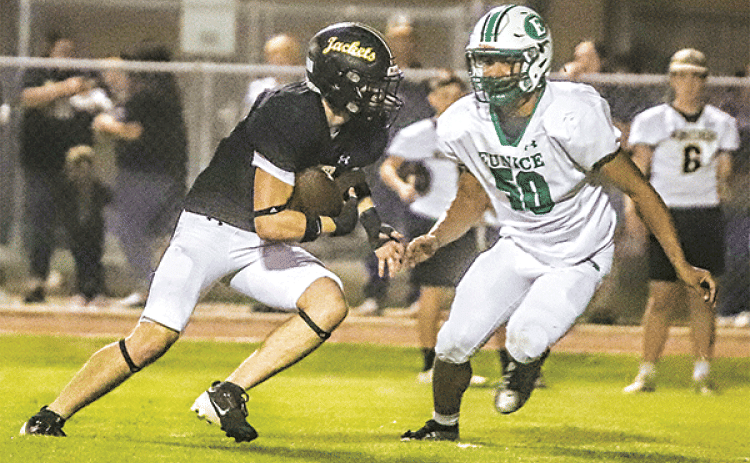 Bobcat defender Christopher Malbrough closes in on a Kinder runner.