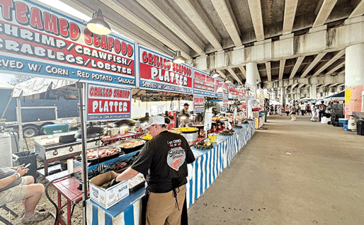 A row of food vendors at the 2024 Louisiana Shrimp & Petroleum Festival in Morgan City, La. (Photo courtesy of Erin Williams/Sea D Consulting)