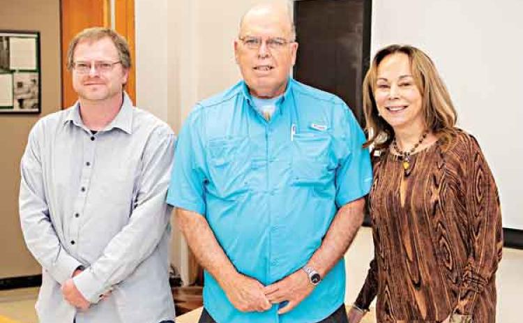 From left are Dr. Brandon Borill, LSU Eunice interim dean of Sciences and Mathematics; Dr. Malcolm Vidrine, LSU Eunice professor emeritus; and Dr. Nancee Sorenson, LSU Eunice chancellor. (Submitted photo)