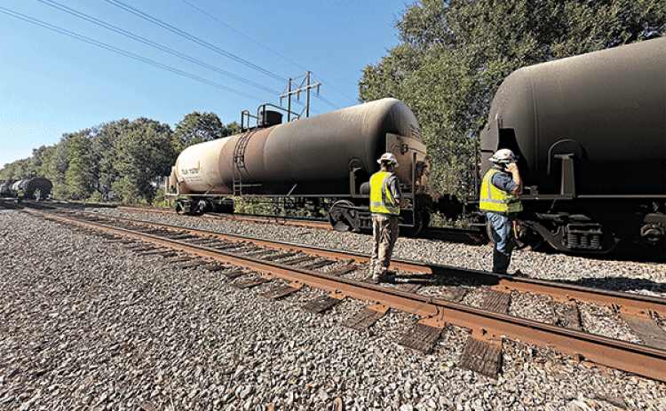 Scorched railroad cars were found east of St. Mary Road on Thursday. The cause of the fire had not been determined as of Friday morning. (St. Landry Parish Government photos)