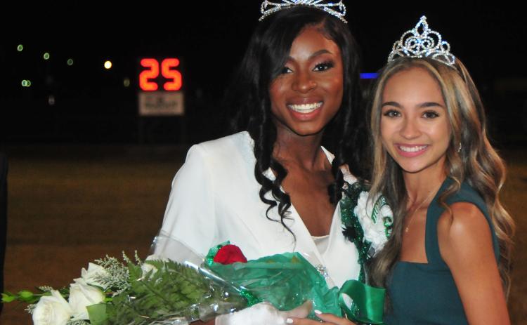 Alivia Cesar, left, a senior at Eunice High, was named Eunice High homecoming queen. Pictured with Cesar is Harli Turner, 2021 Eunice High homecoming queen.